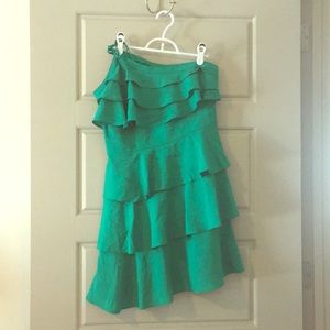 Green semi formal one shoulder dress